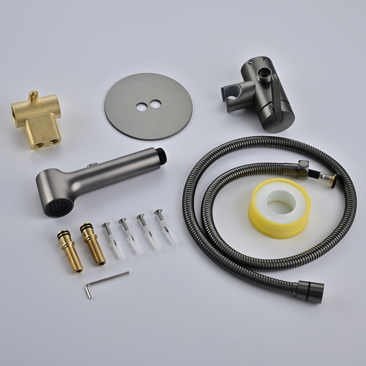 Гигиенический душ со смесителем Rose R235T, оружейная сталь