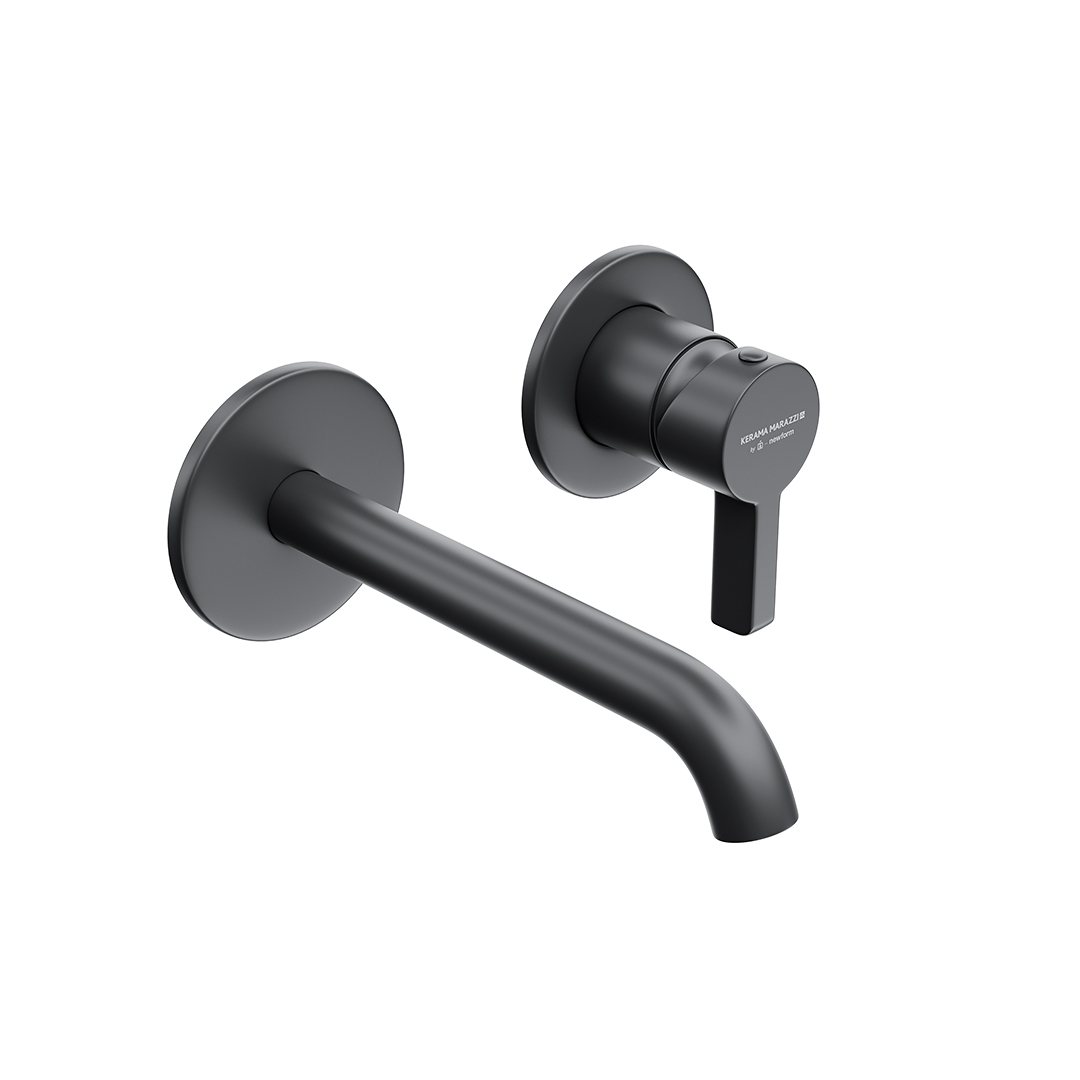 Смеситель для раковины LINEA однорычажный настенный, черный матовый