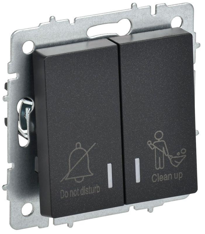 Выключатель 2-кл. BRITE 10А ВС10-2-9-БрЧ для отелей с индик. механизм черн. IEK BR-V20-2-10-K02