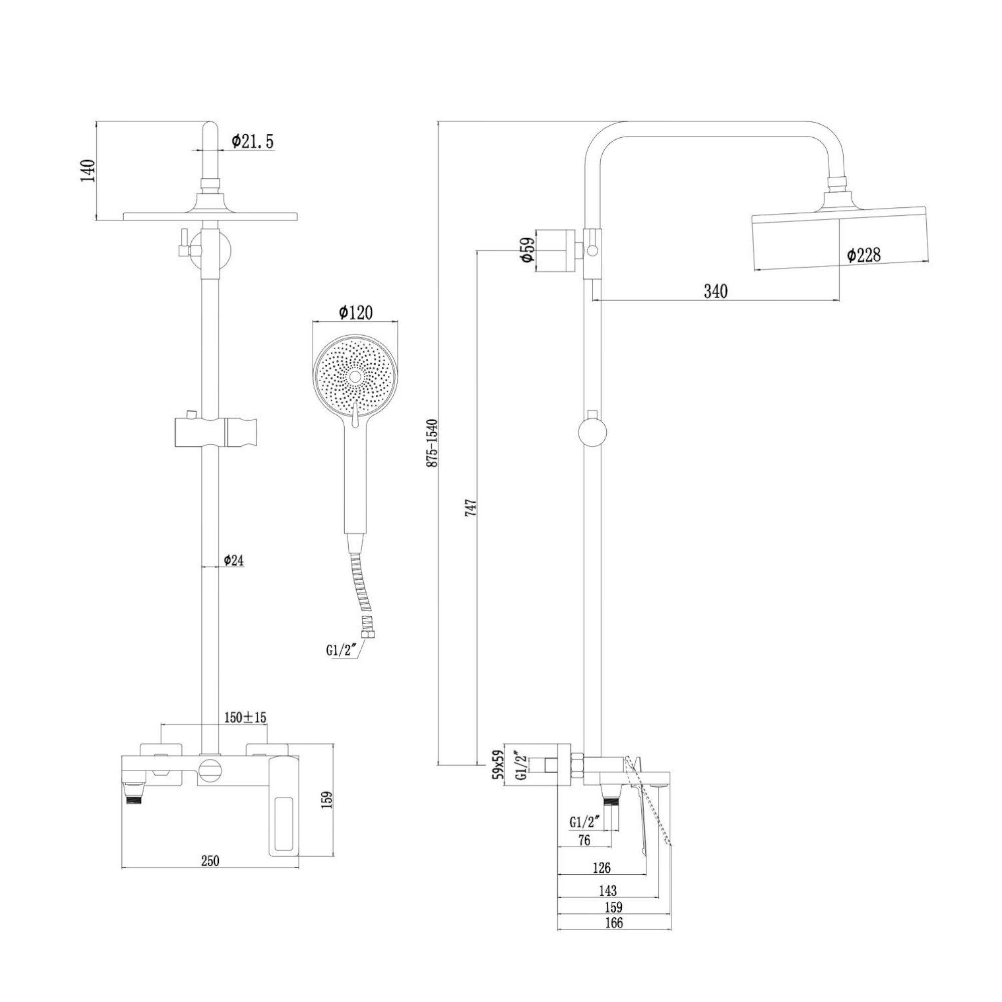 Душевая система Savol S-009045B, золото