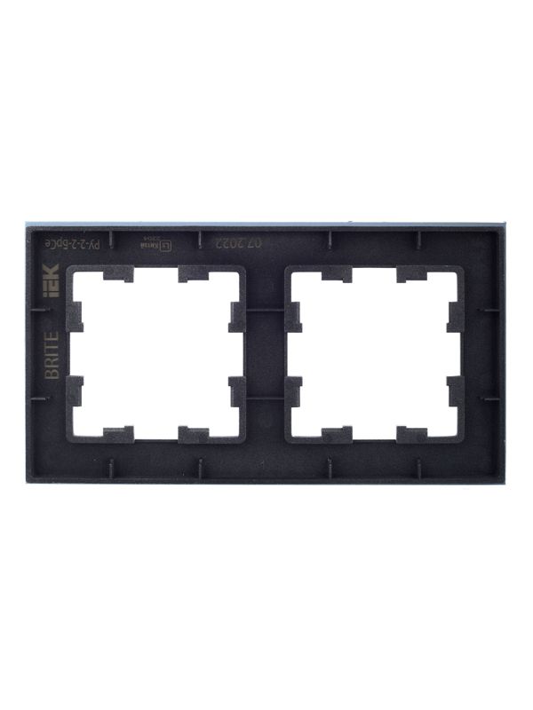 Рамка 2-м BRITE РУ-2-2-БрСе стекло сер. IEK BR-M22-G-K03