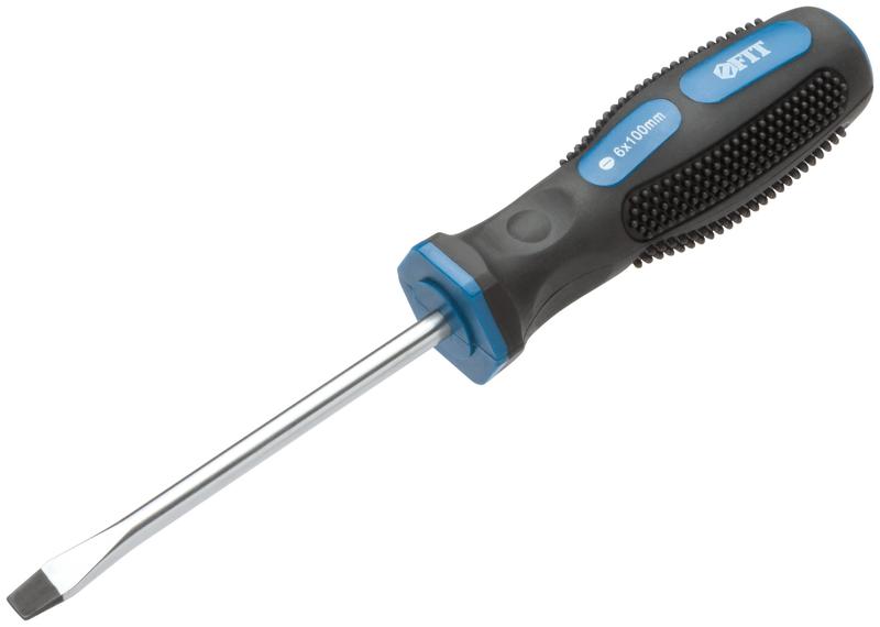 Отвертка "Универсал" CrV сталь прорезиненная ручка профи 6х100мм SL FIT 55144