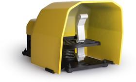 Педаль одиночная 2x(2НО+2НЗ) 2 скорости с фиксацией с защитным кожухом (алюм.) желт. цвета (250В AC 4А) IP65 EMAS PDKS11GX12