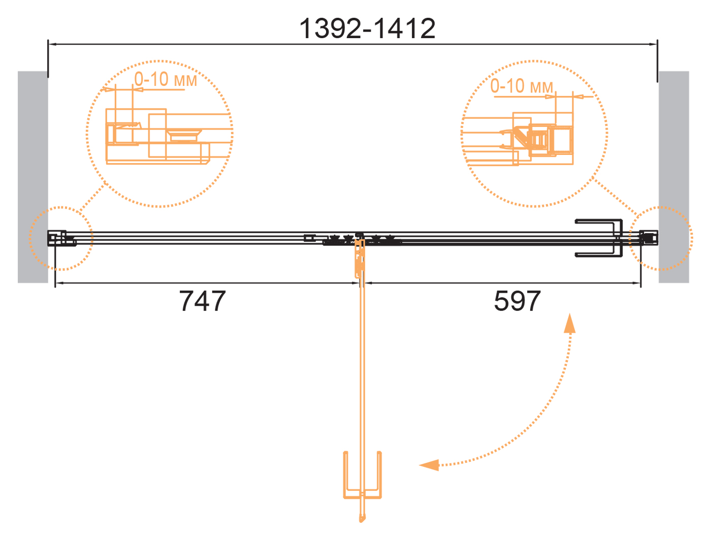 Душевая дверь CEZARES BELLAGIO-B-12-140-C-BORO