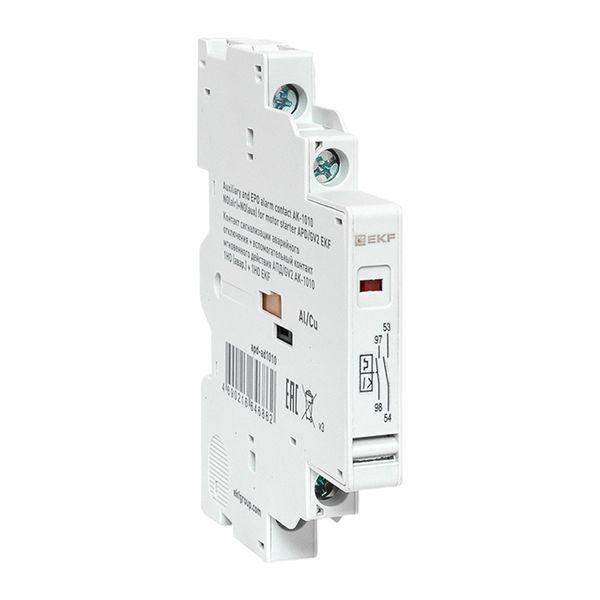 Контакт сигнализации аварийного отключения + вспомогательный контакт мгновенного действия АПД/GV2 АК-1010 1НО (авар.) + 1НО EKF apd-ad1010