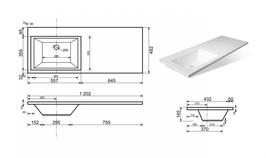 Тумба подвесная "Даллас 120", Люкс белая, PLUS