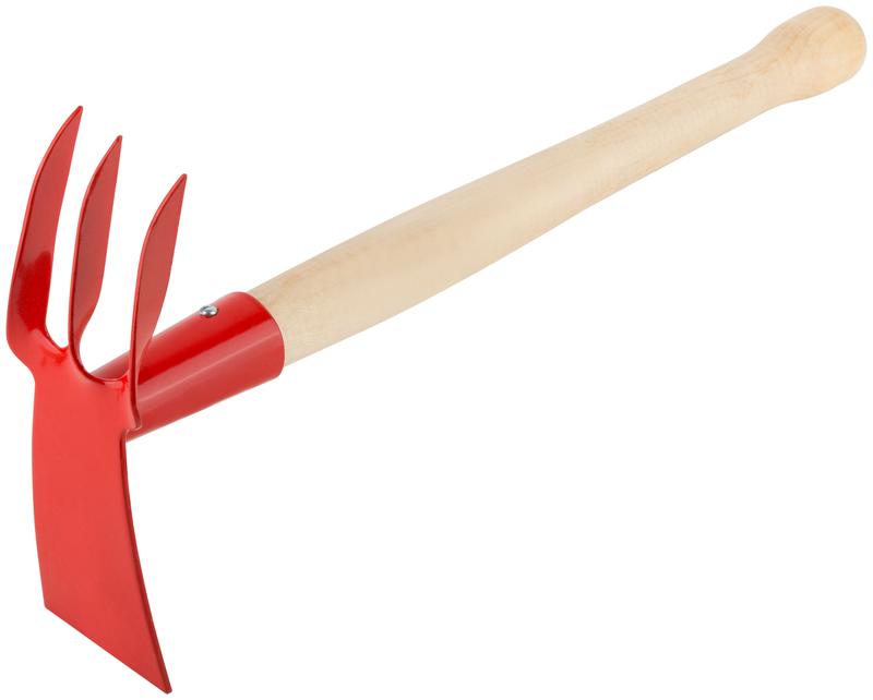 Мотыжка комбинированная 3 витых зуба профиль трапеция деревянная ручка 76812