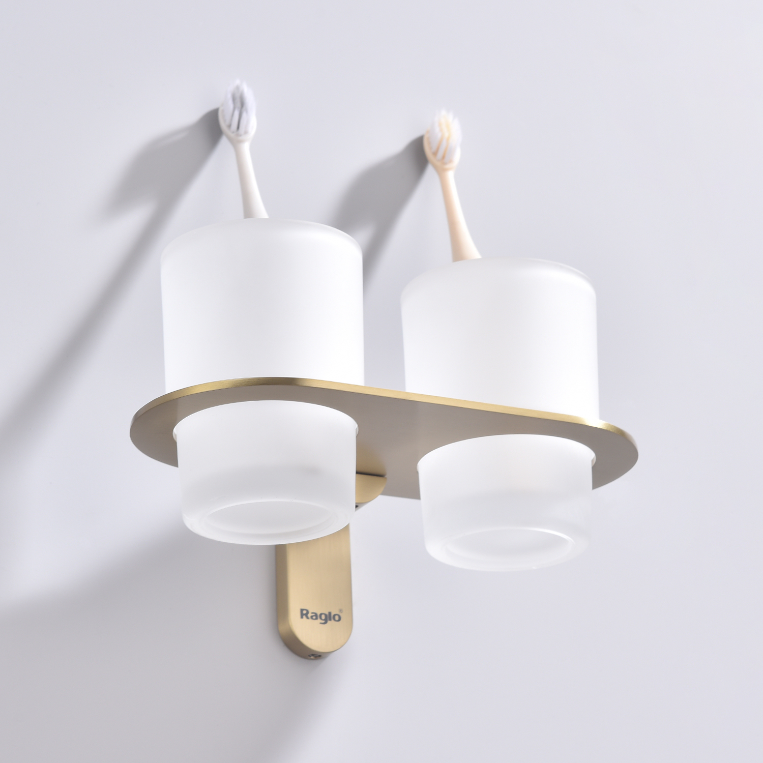 Стакан для ванной комнаты двойной Raglo R300.08.03, золотой сатин