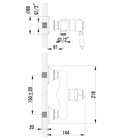 Смеситель для душа Lemark Villa (LM4803B)