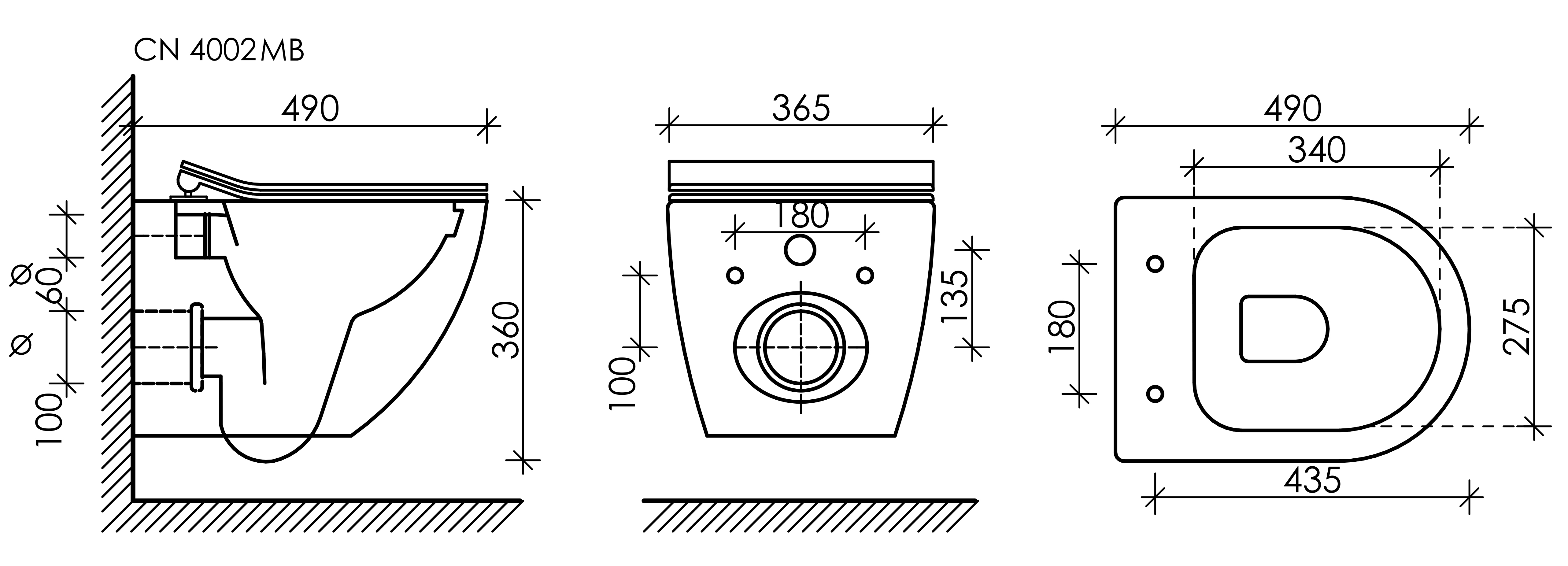 Подвесной унитаз Metropol Rimless, CN4002MB