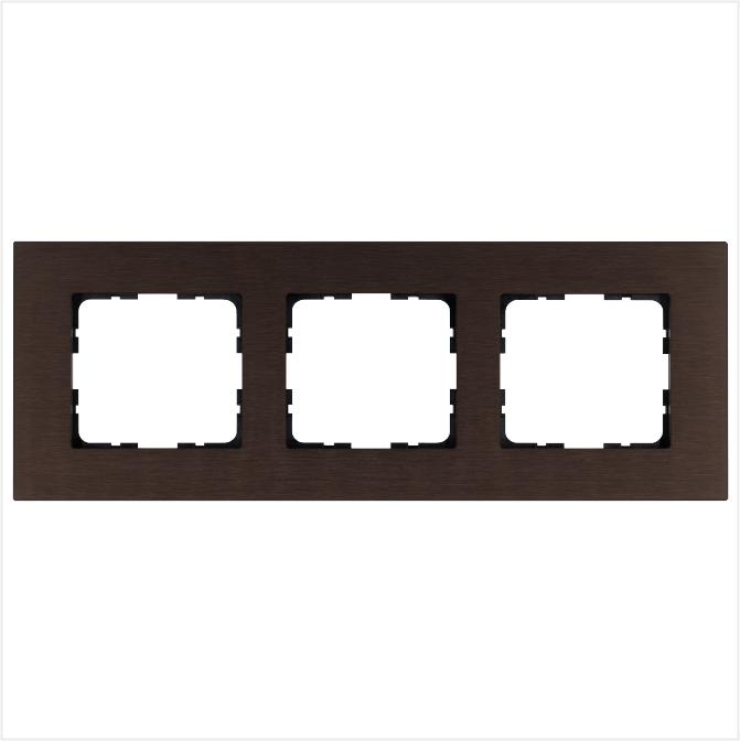Рамка 3-м G-Metal метал. алюм. корич. Brown Jasmart G1003AZ