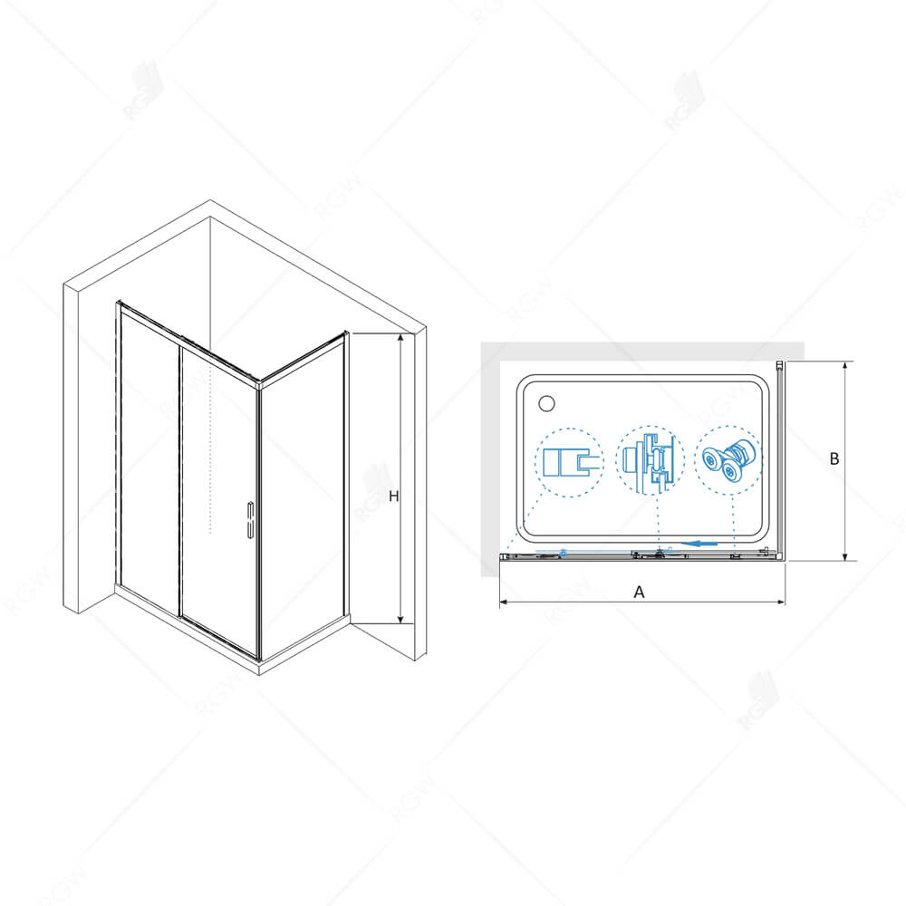 Душевой уголок RGW LE-41-1B (LE-12B + Z-060-2B), 3412411208-014