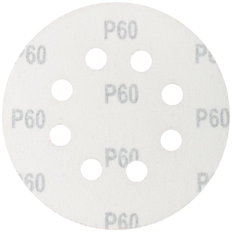Круг шлифовальные с отверстиями (липучка) алюминий-оксидные 125мм Р 60 (уп.5шт) MOS 39833М