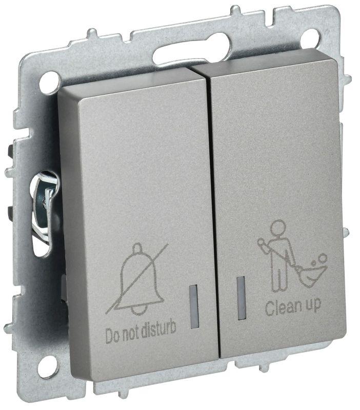 Выключатель 2-кл. BRITE 10А ВС10-2-9-БрС для отелей с индик. механизм сталь IEK BR-V20-2-10-K46