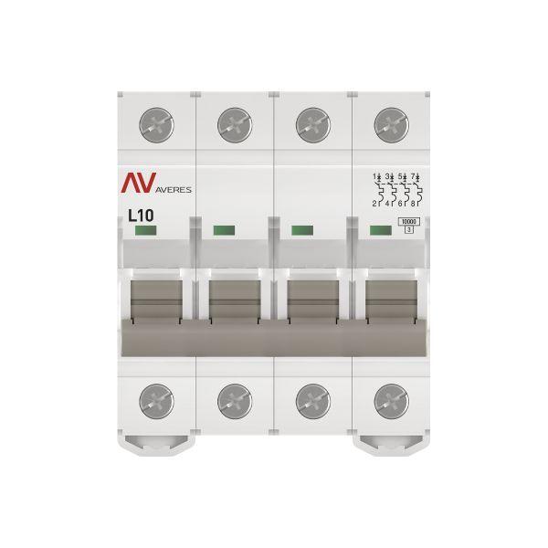 Выключатель автоматический модульный 4п L 10А 10кА AV-10 AVERES EKF mcb10-4-10L-av