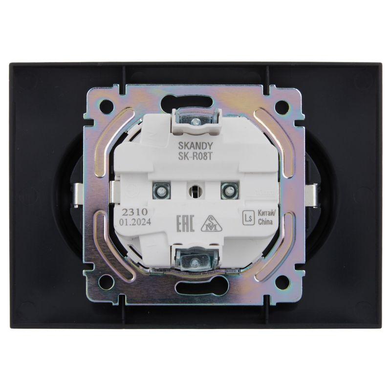 Розетка 2-м SKANDY 16А с заземл. без защ. шторок в сборе SK-R08T титан IEK SK-R21-16-K48-F