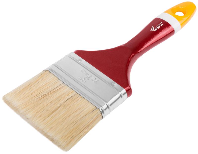 Кисть флейцевая "Мастер" 3дюйм (75мм) натур. щетина деревянная ручка КУРС 00837