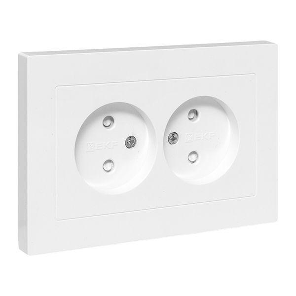 Розетка 2-м СП Эпика 16А без заземл. защ. шторки с рамкой механизм бел. EKF UP1-SOW-201