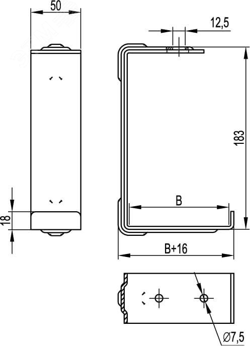 Скоба CS на лоток основание 100 горячеоцинкованная