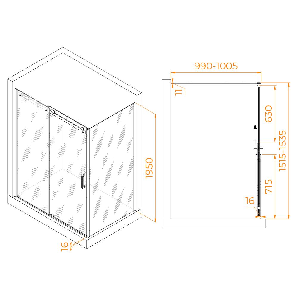 Душевой уголок RGW TO-44-1 (TO-14 + Z-060-2), 020744150-11