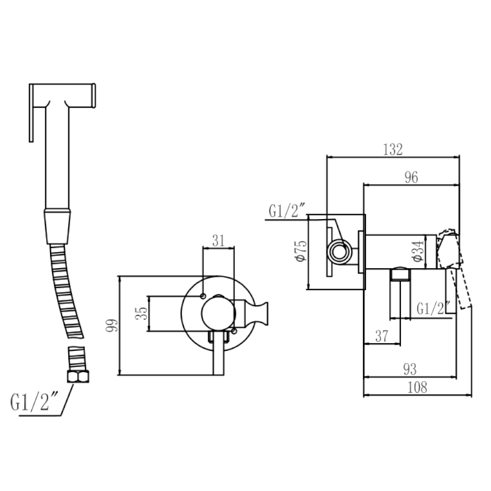 Гигиенический душ со смесителем Savol S-FXQ003H, черный