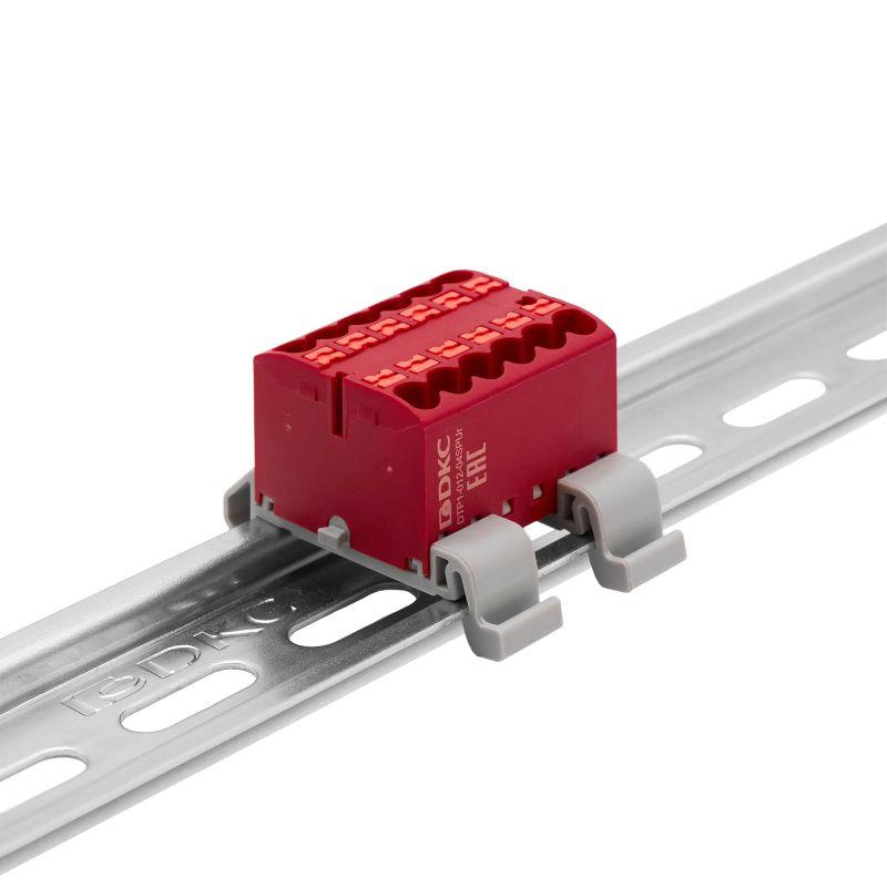 Блок распределительный зажим push-in 12 точек подключения 25кв.мм красн. DKC DTP1-012-04SPUR