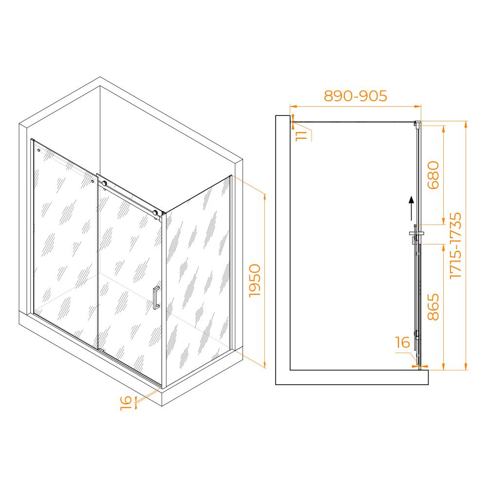 Душевой уголок RGW TO-44-1B (TO-14B + Z-060-2B), 020744179-14