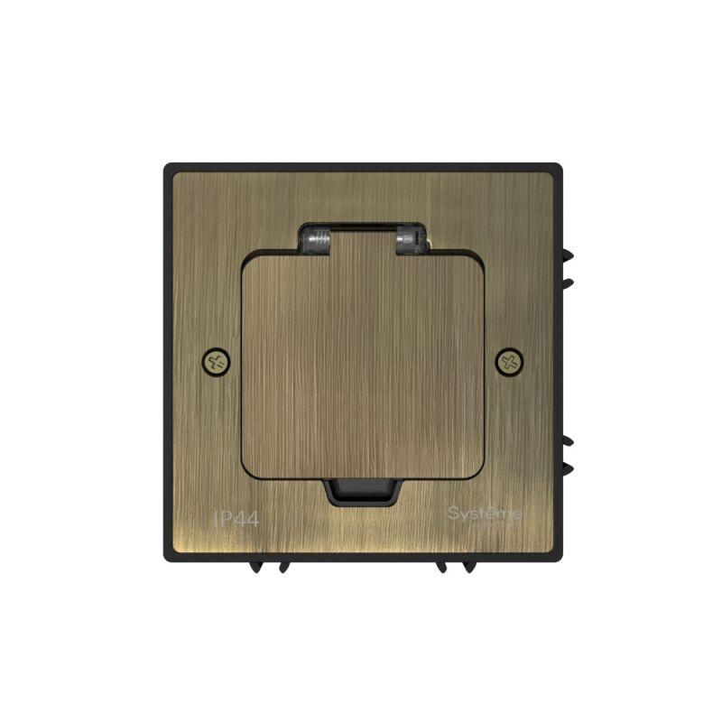 Лючок MultiDesk MDK20 на 2мод. IP44 с монтажной коробкой для бетонных полов античная латунь SE MDK20202BC