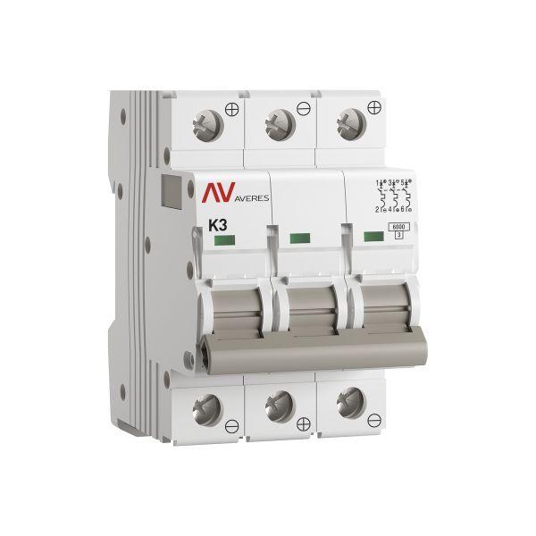 Выключатель автоматический модульный 3п K 3А 6кА AV-6 DC AVERES EKF mcb6-DC-3-03K-av