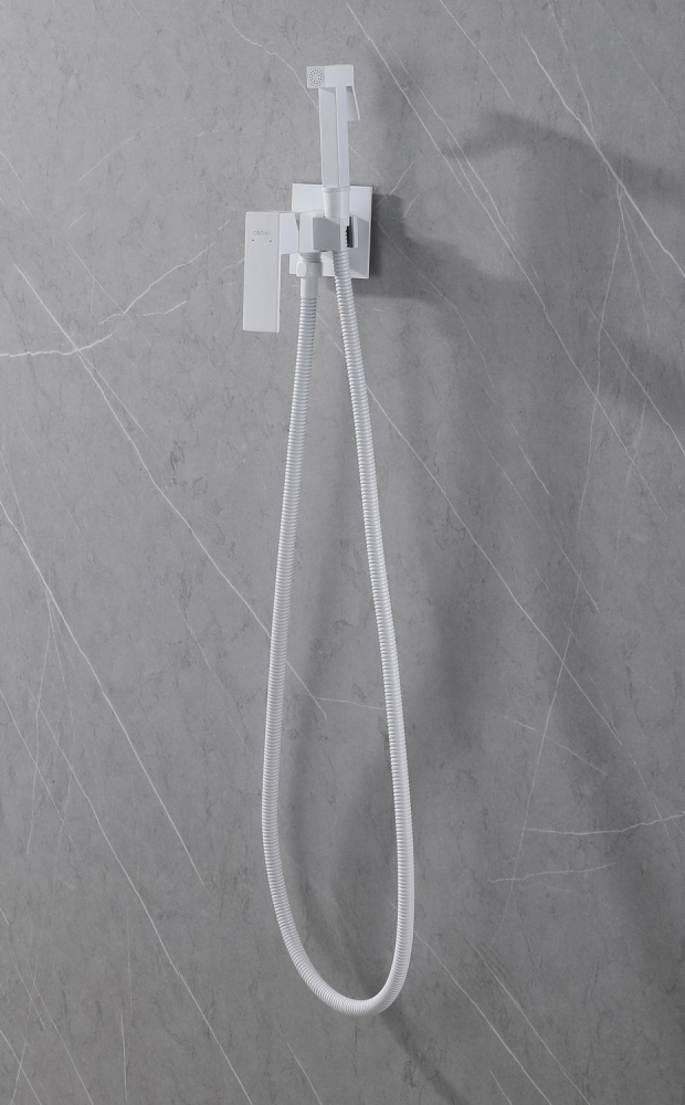 Смеситель ABBER Daheim AF8226W с гигиеническим душем,белый матовый