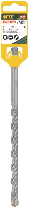 Бур по бетону SDS-PLUS профи крестообразная вставка двойная спираль 12х210мм FIT 33074
