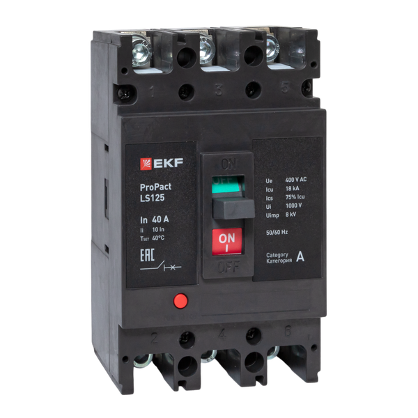 Выключатель автоматический 3п 40А 18кА LS125 ProPact EKF mccb-125-18-3-40-ls