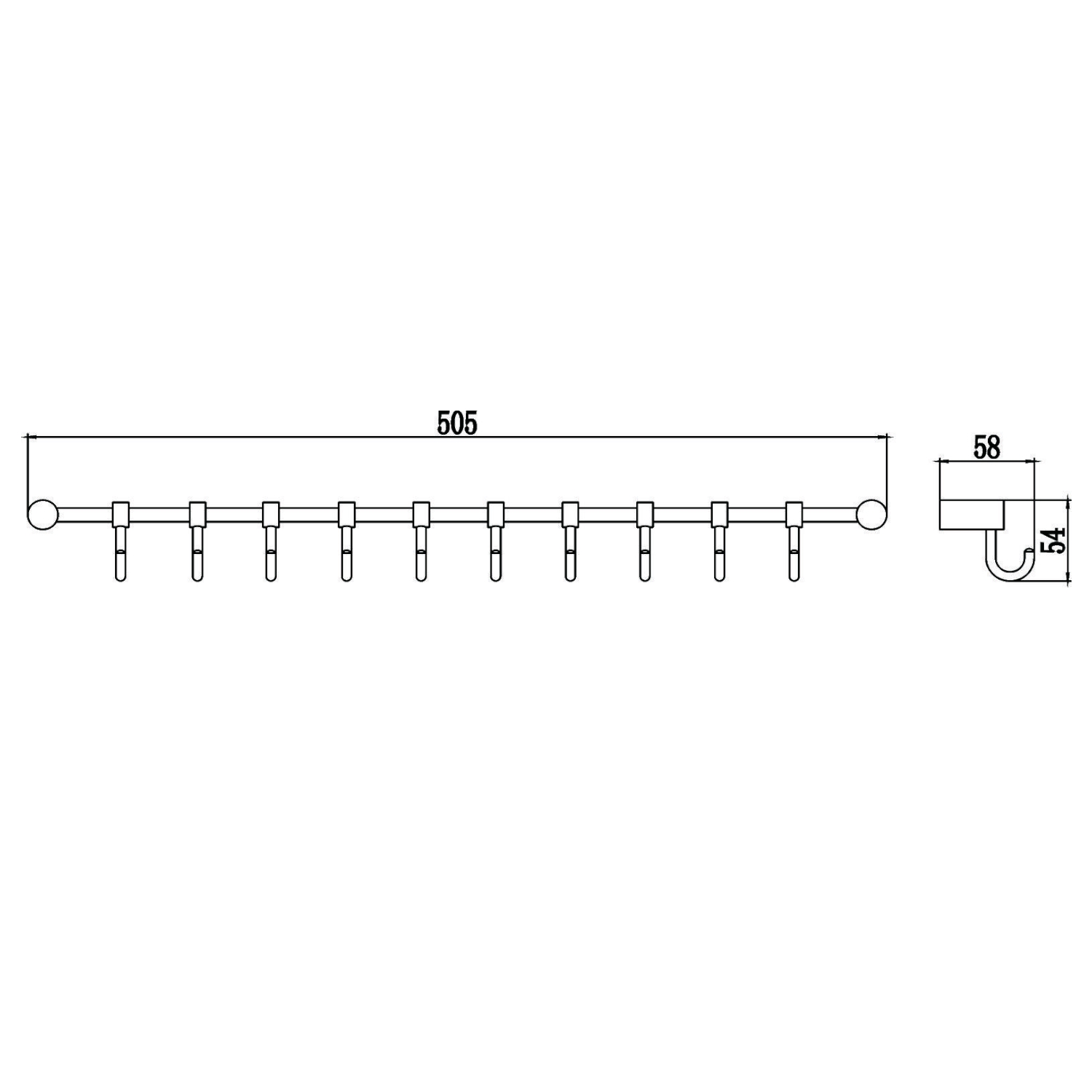 Планка с крючками Savol S-006210, хром