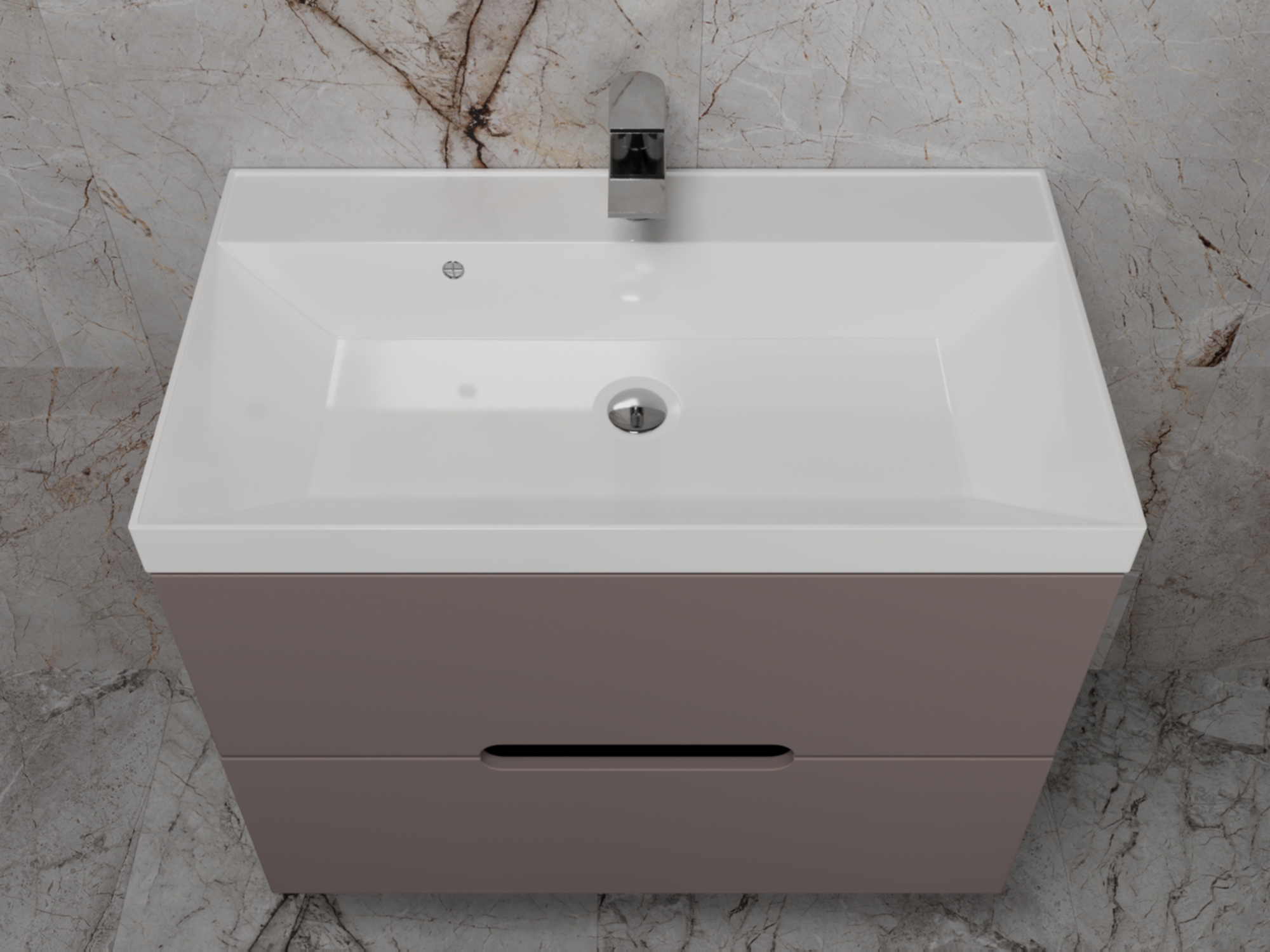 Тумба подвесная "Матис 80", Classic 80, (2 ящика), тауп темный, ЭМАЛЬ