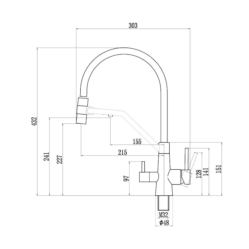 Смеситель для кухни с подключением к фильтру Fmark FS1462-Q01, графит