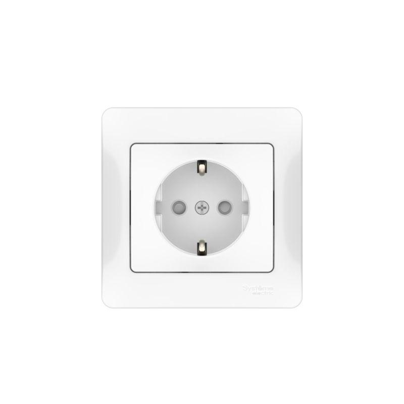 Розетка Glossa 16А с заземл. защ. шторки быстрозажим. клем. в сборе бел. SE GSL000144S