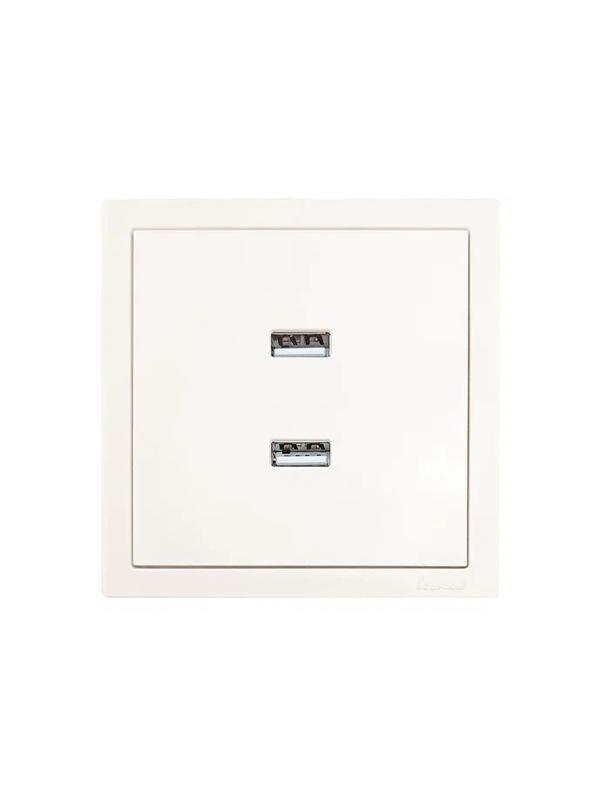 Розетка 2-мест. USB разъем СП ZIMA IP20 слон. кость LEZARD 704-9088-192