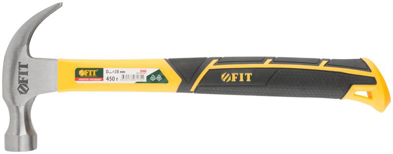 Молоток-гвоздодер Профи 28мм 450г фибергласовая усилен. ручка FIT 44779