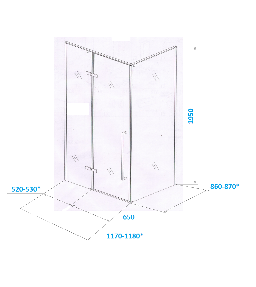 Ограждение C1A душевое Ceruttispa без поддона (120x90x195)