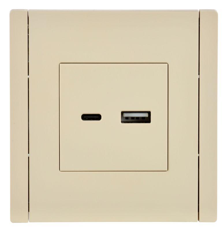 Розетка USB A+C 18Вт FORTE&PIANO FP451 ваниль IEK FP-U22-018-K10
