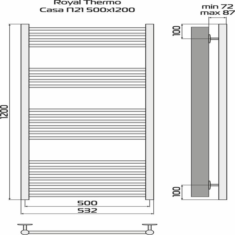 Полотенцесушитель Casa black П21 500х1200 Royal Thermo НС-1434013