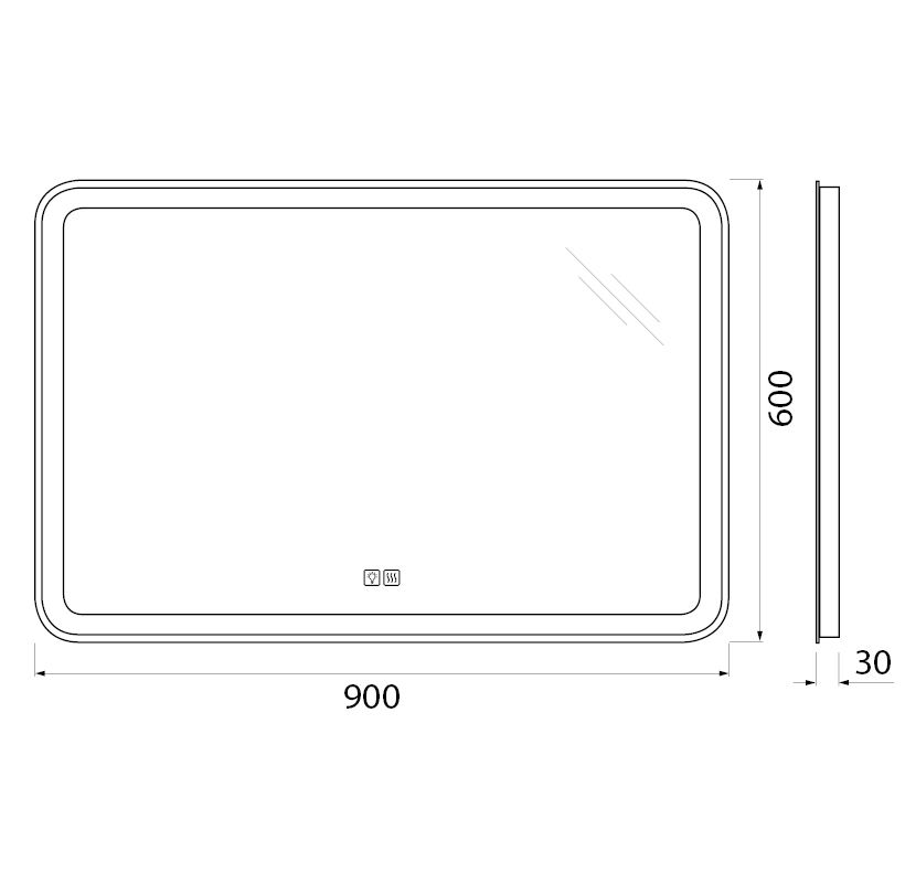 Зеркало BelBagno SPC-MAR-900-600-LED-TCH-WARM