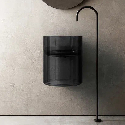 Раковина подвесная прозрачная ABBER Kristall AT2704Onyx черная