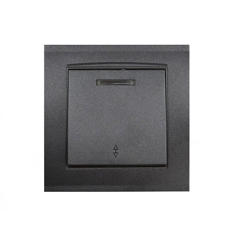 Переключатель проходной 1-кл. СП Бриллиант 10А IP20 с подсветкой в сборе графит Universal 7947380