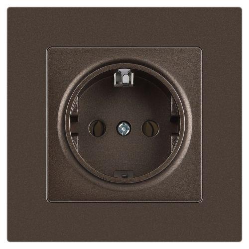 Розетка 1-м СП Accent 6-202-08 16А IP20 250В 2P+E Schuko бронза Intro Б0063699