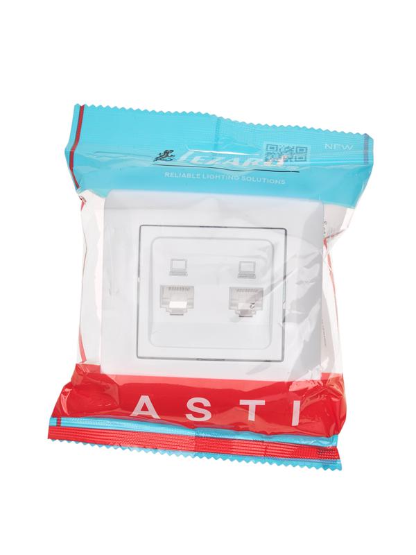 Розетка компьютерная 2-м СП ASTI IP20 RJ45 в сборе бел. LEZARD 7081-0202-141