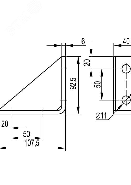 Угол крепежный двойной усиленный левый горячеоцинкованный