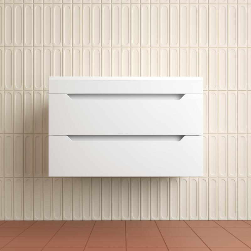 Тумба подвесная "Остин" под раковину Фортуна 80 2 ящ белый эмаль PLUS