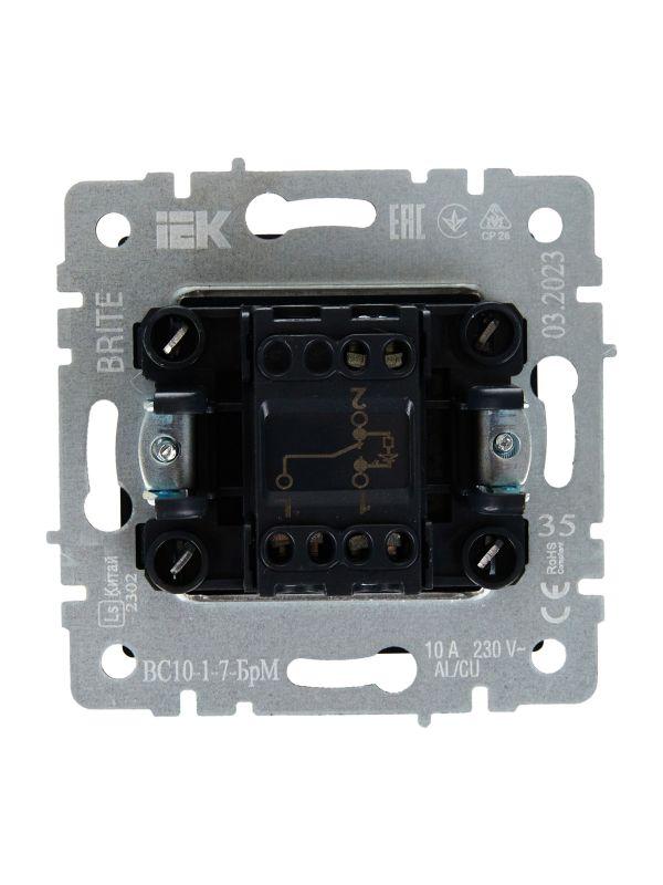 Выключатель проходной 1-кл. СП BRITE ВС10-1-7-БрМ 10А с индик. механизм маренго IEK BR-V12-1-10-K35