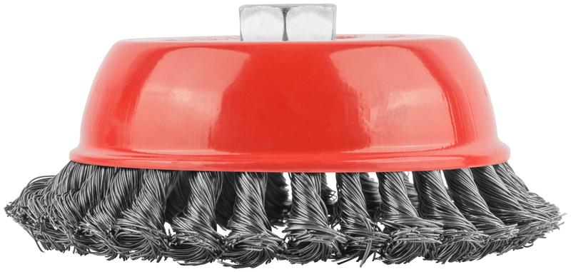 Корщетка чашечная гайка М14 стальная витая проволока 150мм КУРС 39045